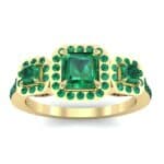 Three-Stone Halo Emerald Engagement Ring (1.39 CTW) Top Dynamic View