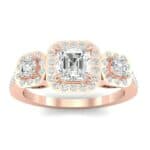 Three-Stone Halo Diamond Engagement Ring (1.05 CTW) Top Dynamic View