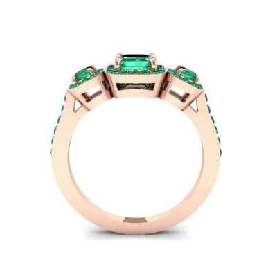 Three-Stone Halo Emerald Engagement Ring (1.39 CTW) Side View