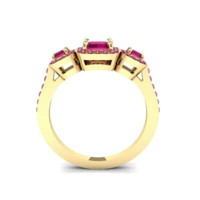 Three-Stone Halo Ruby Engagement Ring (1.39 CTW) Side View