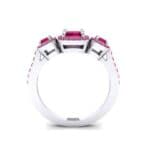 Three-Stone Halo Ruby Engagement Ring (1.39 CTW) Side View