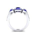 Three-Stone Halo Blue Sapphire Engagement Ring (1.39 CTW) Side View