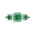 Three-Stone Halo Emerald Engagement Ring (1.39 CTW) Top Flat View