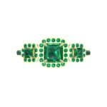 Three-Stone Halo Emerald Engagement Ring (1.39 CTW) Top Flat View