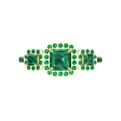 Three-Stone Halo Emerald Engagement Ring (1.39 CTW) Top Flat View