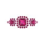 Three-Stone Halo Ruby Engagement Ring (1.39 CTW) Top Flat View