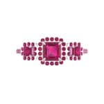 Three-Stone Halo Ruby Engagement Ring (1.39 CTW) Top Flat View