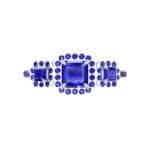 Three-Stone Halo Blue Sapphire Engagement Ring (1.39 CTW) Top Flat View