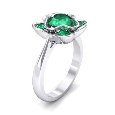 Flower Cup Emerald Engagement Ring (0.72 CTW) Perspective View