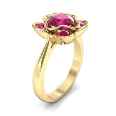 Flower Cup Ruby Engagement Ring (0.72 CTW) Perspective View