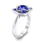 Flower Cup Blue Sapphire Engagement Ring (0.72 CTW) Perspective View