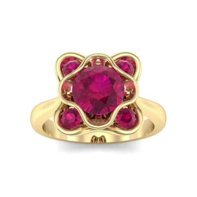 Flower Cup Ruby Engagement Ring (0.72 CTW) Top Dynamic View