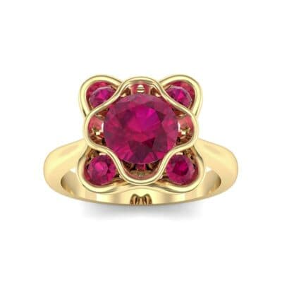 Flower Cup Ruby Engagement Ring (0.72 CTW) Top Dynamic View