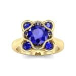 Flower Cup Blue Sapphire Engagement Ring (0.72 CTW) Top Dynamic View