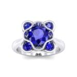 Flower Cup Blue Sapphire Engagement Ring (0.72 CTW) Top Dynamic View