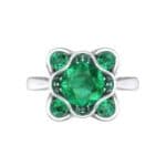 Flower Cup Emerald Engagement Ring (0.72 CTW) Top Flat View