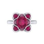 Flower Cup Ruby Engagement Ring (0.72 CTW) Top Flat View