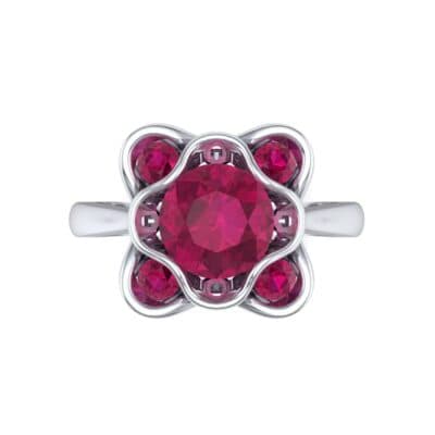 Flower Cup Ruby Engagement Ring (0.72 CTW) Top Flat View