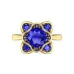 Flower Cup Blue Sapphire Engagement Ring (0.72 CTW) Top Flat View