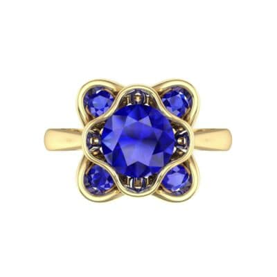 Flower Cup Blue Sapphire Engagement Ring (0.72 CTW) Top Flat View