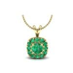 Gardenia Cushion Halo Emerald Pendant (0.87 CTW) Perspective View