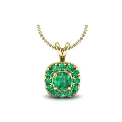 Gardenia Cushion Halo Emerald Pendant (0.87 CTW) Perspective View