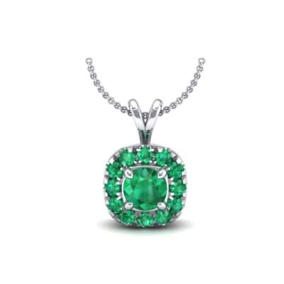 Gardenia Cushion Halo Emerald Pendant (0.87 CTW) Perspective View