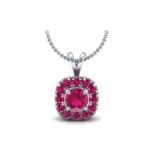 Gardenia Cushion Halo Ruby Pendant (0.87 CTW) Perspective View