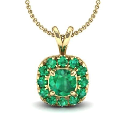 Gardenia Cushion Halo Emerald Pendant (0.87 CTW) Top Dynamic View