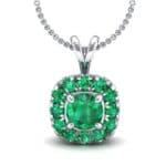 Gardenia Cushion Halo Emerald Pendant (0.87 CTW) Top Dynamic View