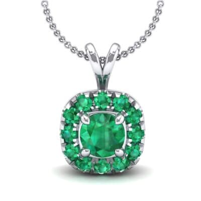 Gardenia Cushion Halo Emerald Pendant (0.87 CTW) Top Dynamic View