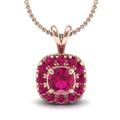Gardenia Cushion Halo Ruby Pendant (0.87 CTW) Top Dynamic View