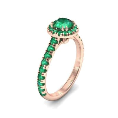 Thin Double Claw Prong Halo Emerald Engagement Ring (1.01 CTW) Perspective View