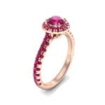 Thin Double Claw Prong Halo Ruby Engagement Ring (1.01 CTW) Perspective View
