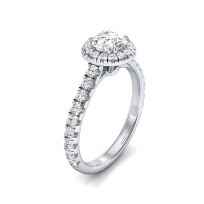Thin Double Claw Prong Halo Diamond Engagement Ring (0.85 CTW) Perspective View