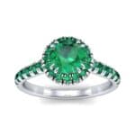 Thin Double Claw Prong Halo Emerald Engagement Ring (1.01 CTW) Top Dynamic View