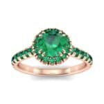 Thin Double Claw Prong Halo Emerald Engagement Ring (1.01 CTW) Top Dynamic View