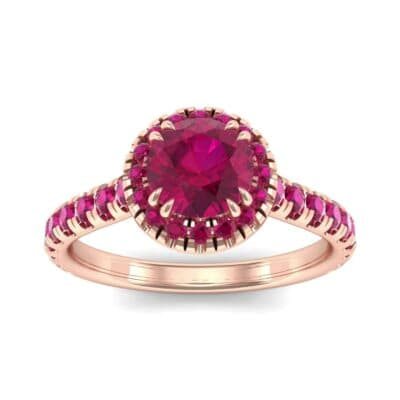 Thin Double Claw Prong Halo Ruby Engagement Ring (1.01 CTW) Top Dynamic View