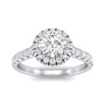 Thin Double Claw Prong Halo Diamond Engagement Ring (0.85 CTW) Top Dynamic View