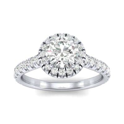 Thin Double Claw Prong Halo Diamond Engagement Ring (0.85 CTW) Top Dynamic View