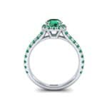 Thin Double Claw Prong Halo Emerald Engagement Ring (1.01 CTW) Side View