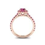 Thin Double Claw Prong Halo Ruby Engagement Ring (1.01 CTW) Side View