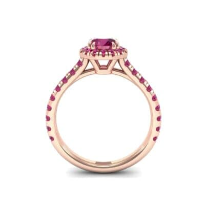 Thin Double Claw Prong Halo Ruby Engagement Ring (1.01 CTW) Side View