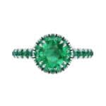 Thin Double Claw Prong Halo Emerald Engagement Ring (1.01 CTW) Top Flat View
