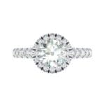 Thin Double Claw Prong Halo Diamond Engagement Ring (0.85 CTW) Top Flat View