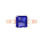 Classic Radiant-Cut Solitaire Blue Sapphire Engagement Ring (0.9 CTW) Top Flat View