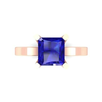 Classic Radiant-Cut Solitaire Blue Sapphire Engagement Ring (0.9 CTW) Top Flat View