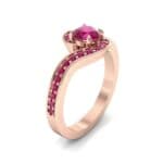 Swirl Pave Ruby Bypass Engagement Ring (1.03 CTW) Perspective View