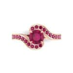 Swirl Pave Ruby Bypass Engagement Ring (1.03 CTW) Top Flat View