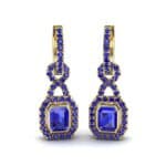 Twist Emerald-Cut Halo Blue Sapphire Drop Earrings (0.95 CTW) Perspective View